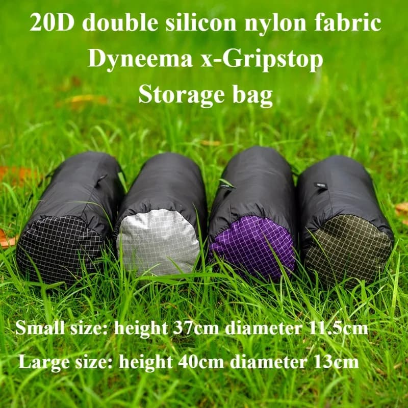 UHMWPE 20D Doppio nylon siliconico + Dyneema X-Gripstop Borsa portaoggetti Borsa a secchiello ultraleggera 11g/13g Borsa portaoggetti per tenda da campeggio e escursionismo