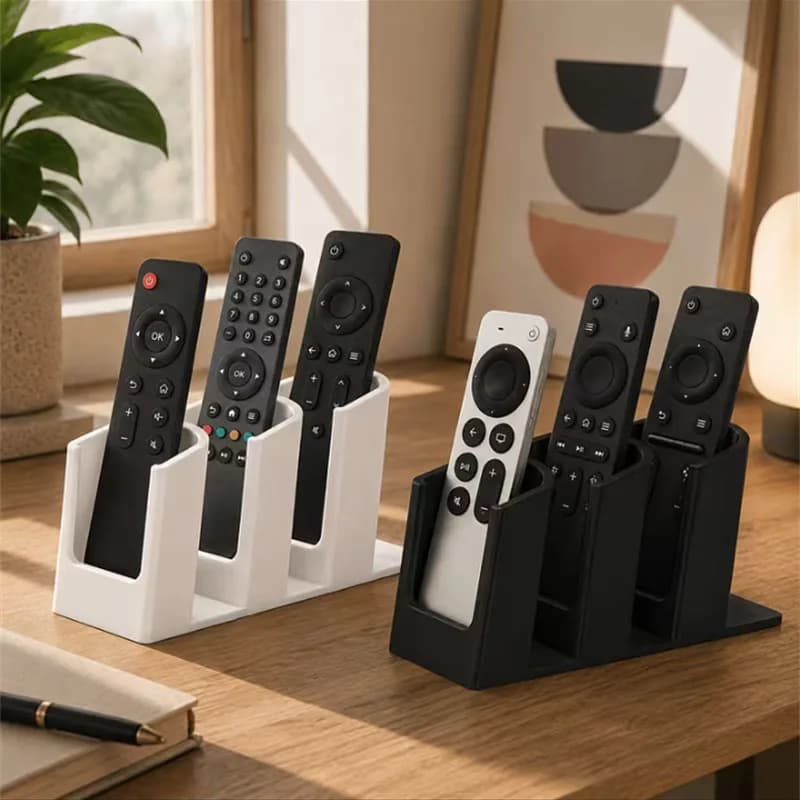 3 Slot Plastic Remote Control Holder Multi‑Grid Desktop Storage Rack for Remotes Caddy TV Air‑Con Remotes Pen Small Desk Gadgets