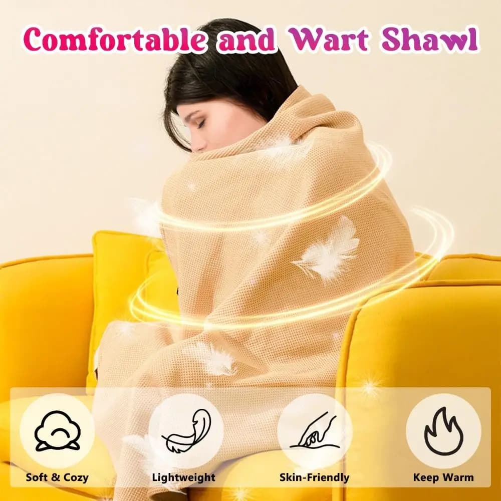 Coperta riscaldata elettrica USB indossabile per ufficio, lavabile, abbigliamento caldo, coperta riscaldante per giro, coperta scialle portatile per l'inverno