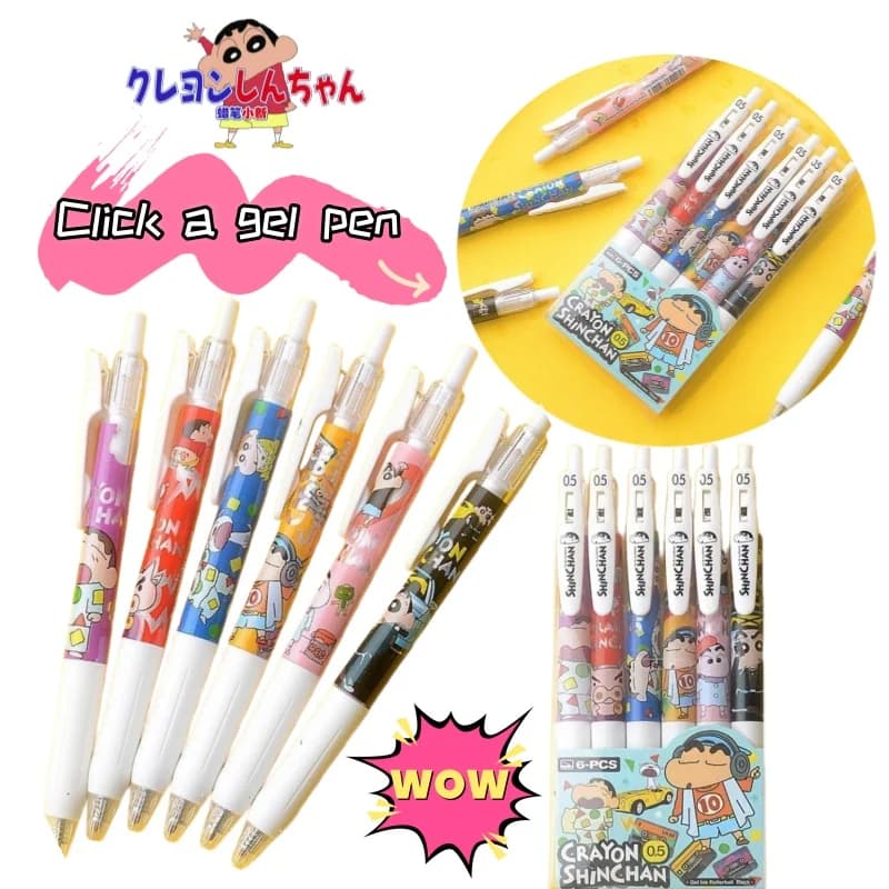Nuova Penna Gel a Pressione Crayon Shin-chan, Design Creativo e Colorato, Penna a Scatto per Studenti, Scrittura Fluida, Punta 0.5mm