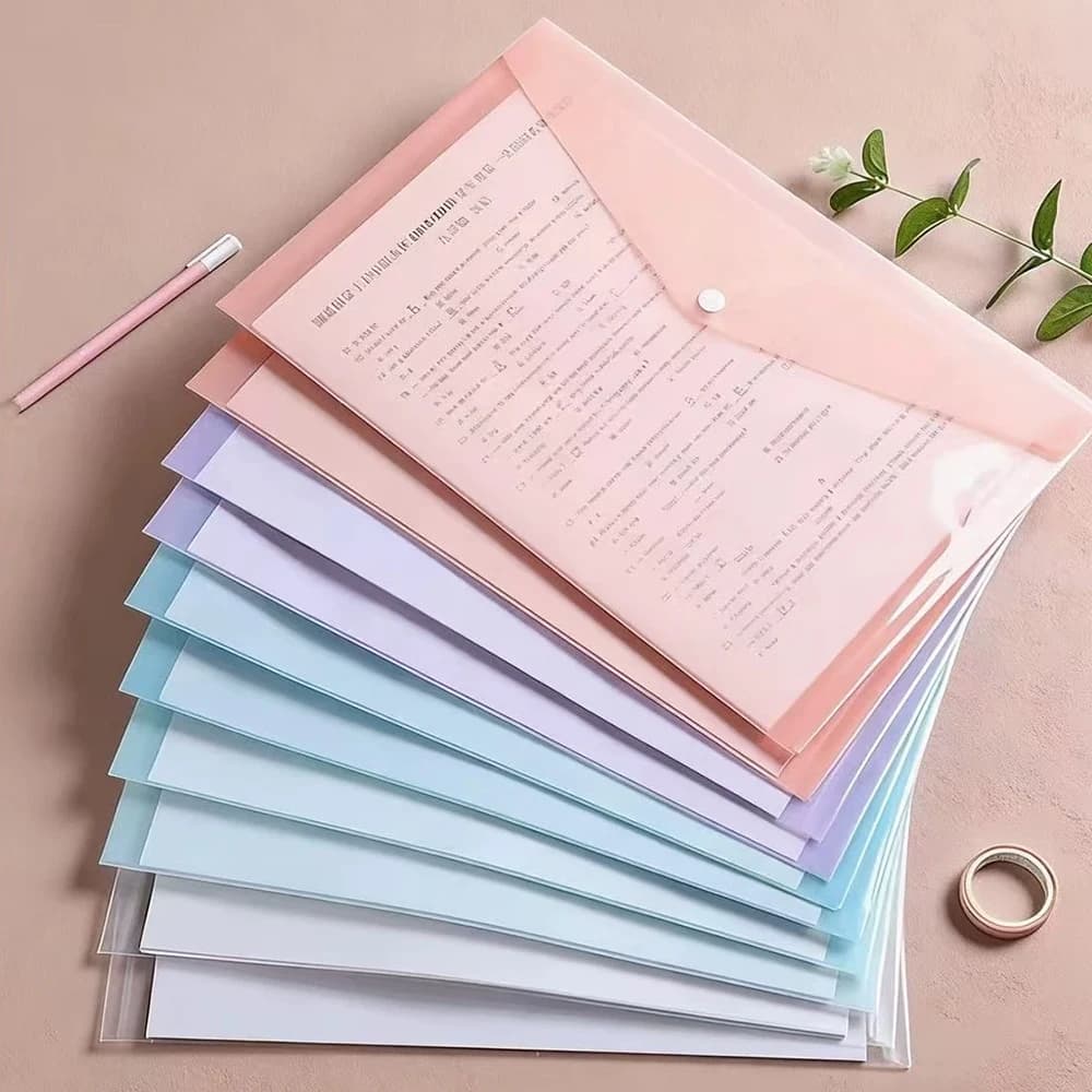 Cartelle portadocumenti in plastica trasparente A4 da 5/10 pezzi, borse impermeabili per la conservazione di documenti in PP - Per test scolastici e organizzazione dell'ufficio