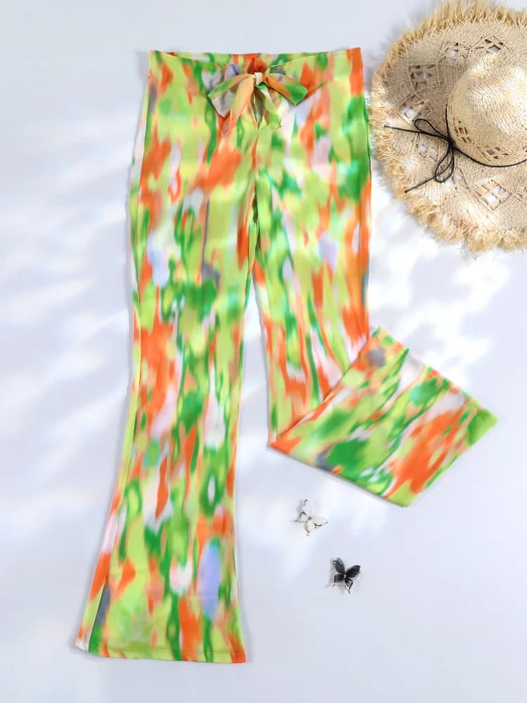 ZRTAK 2026 Copricostume Lungo da Donna in Maglia Trasparente Sexy per la Spiaggia, Tunica Femminile Stampata, Sarong Bikini, Abito da Bagno, Pantaloni