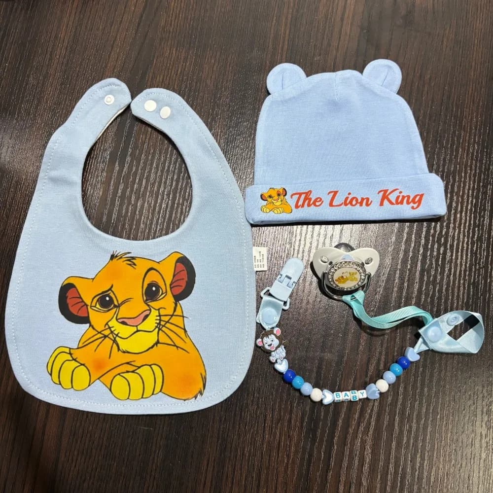 Ciuccio per neonati 0-6 mesi, catenella portaciuccio Kawaii, cappellino per neonati, bavaglino per neonati, set per l'alimentazione del neonato, regalo per neonati