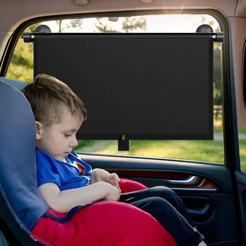 Universal Car Side Window Sunshade UV Blocking Mesh Roller Curtain Retractable PVC Material for Family Sedans SUVs