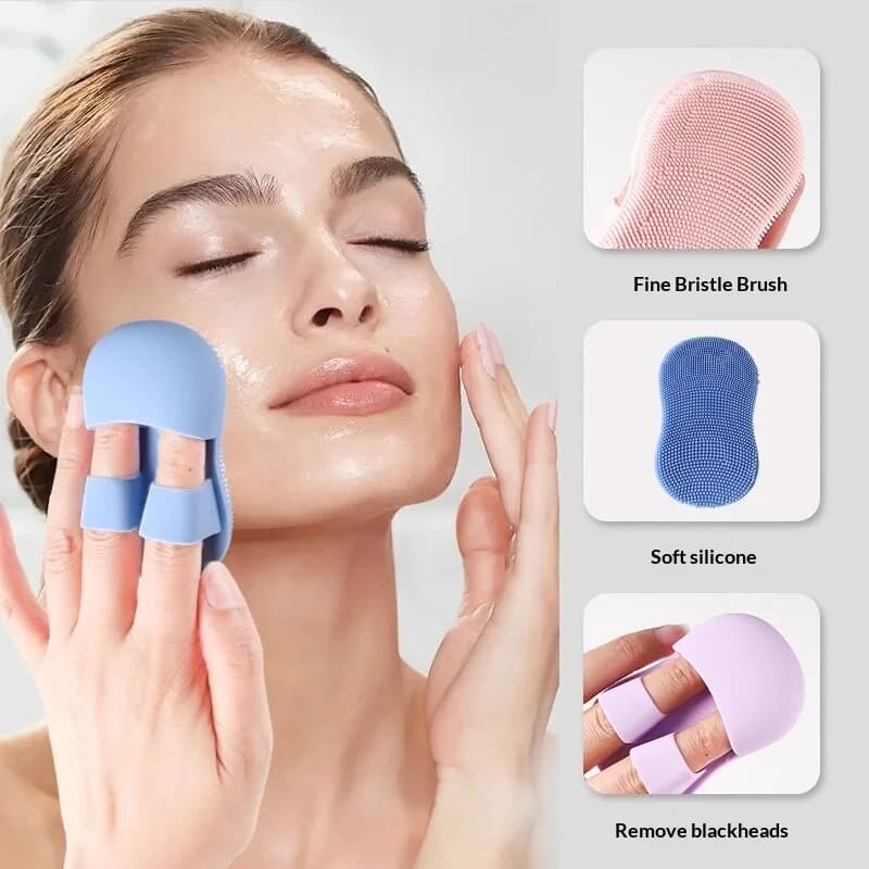 Finger Silicone Facial Cleansing Brush Mini Face Scrubber Deep Clean Pore Blackhead Exfoliating Massage Cleansing Pad