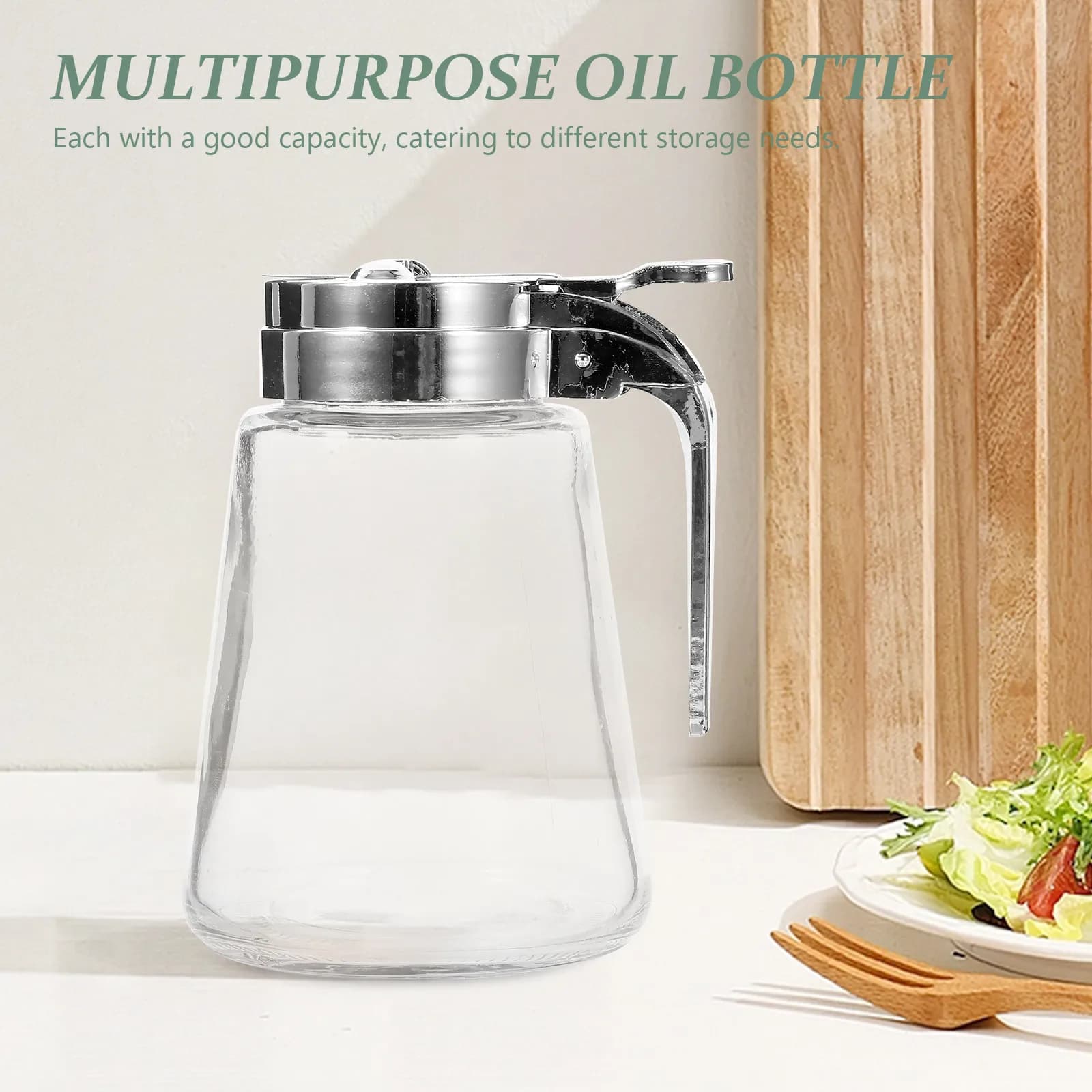 Set di 2 Dispenser in Vetro per Zucchero e Condimenti, Contenitori Ermetici per Cucina, Bar e Conservazione del Miele