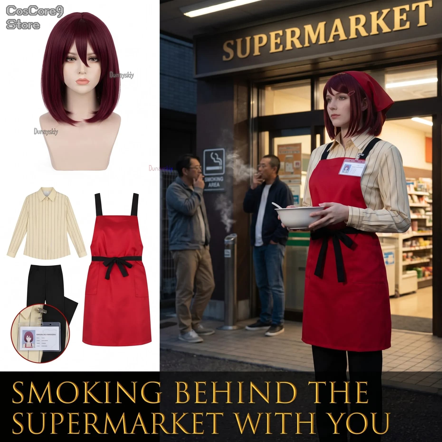 Convenience Store Full Work Uniform Anime Character Smoke Behind The Supermarket Yamada Cosplay Suit For Comic Con Halloween Cos