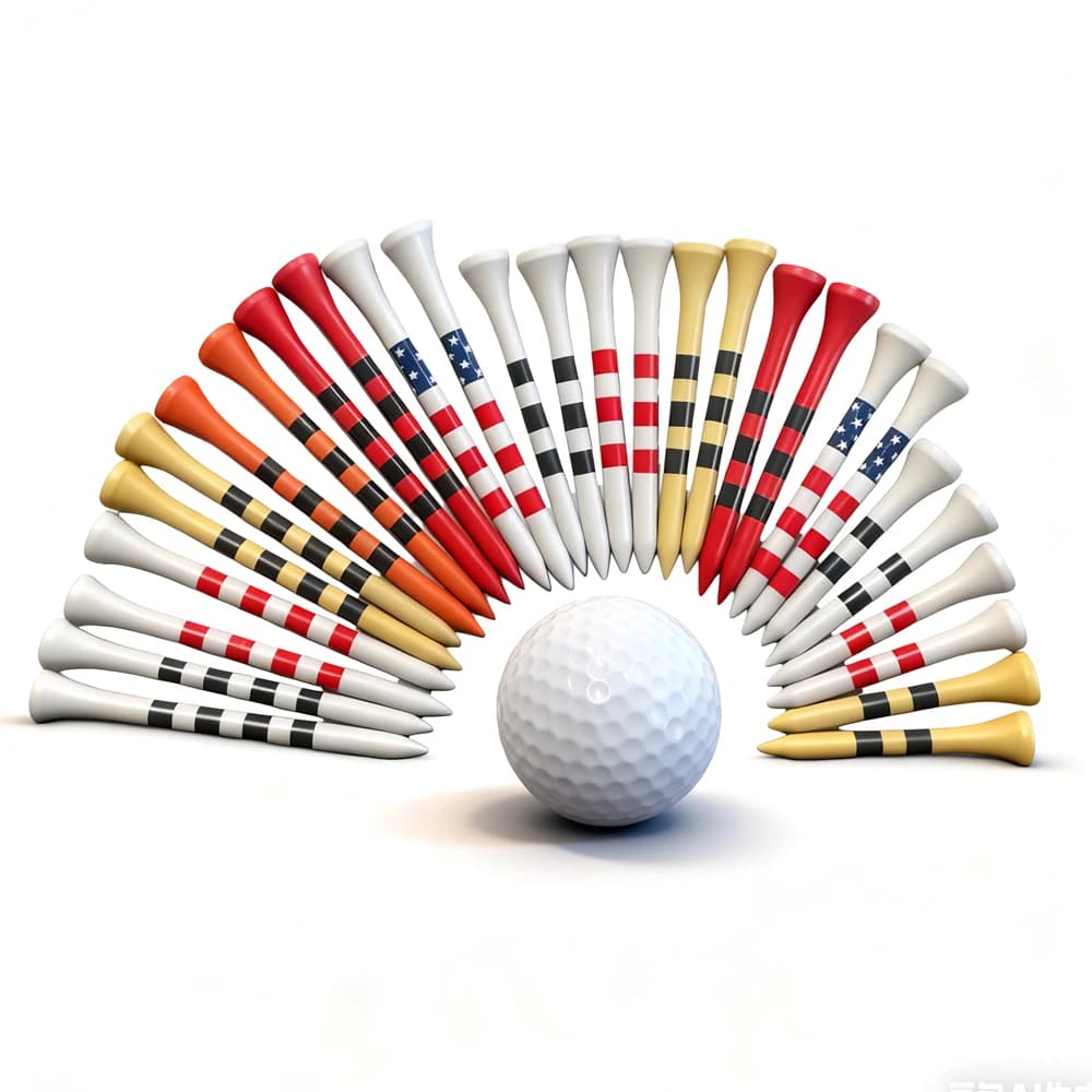 T-shirt da golf in bambù da 50 pezzi 2-3/4 '' 3-1/4" T-shirt con palline a strisce rosse nere stabili più durevoli Dropshipping