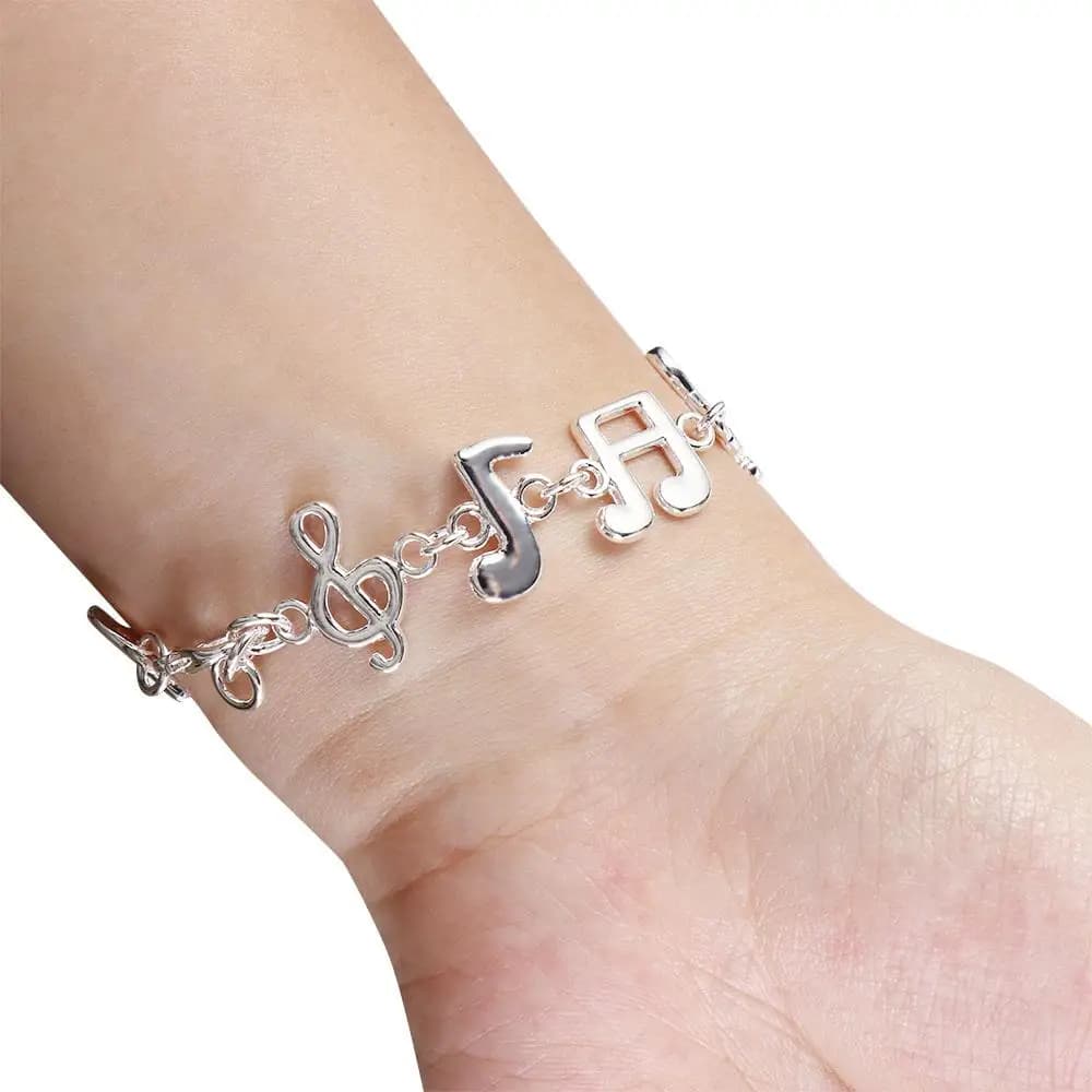 Exquisite Aesthetic Music Note Bracelet Jewelry Adjustable Silver Bangle Gorgeous Fashion Eight Note Hand Chain Gift