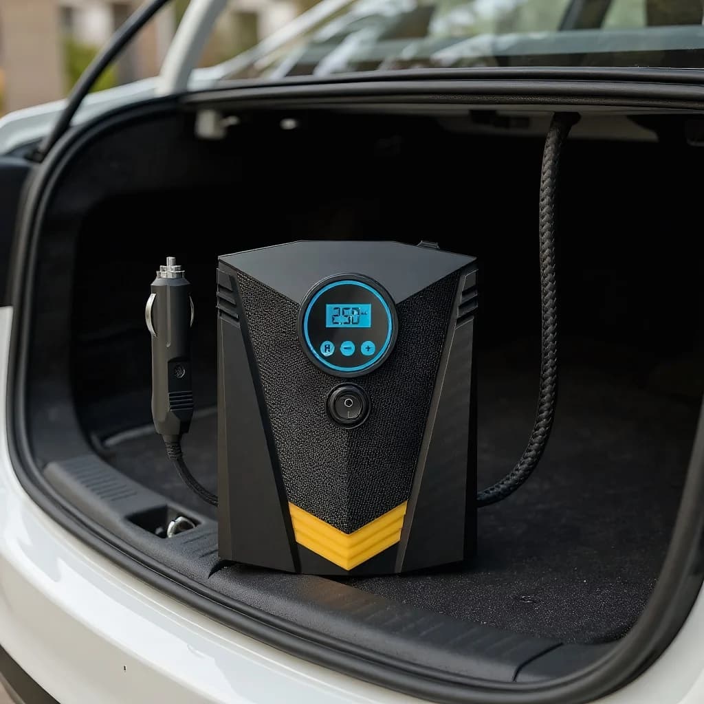 Compressore d'Aria Portatile 12V DC per Gonfiaggio Pneumatici Auto, Pompa per Gomme 100PSI con Display Digitale e Luce LED, Essenziale per la Casa