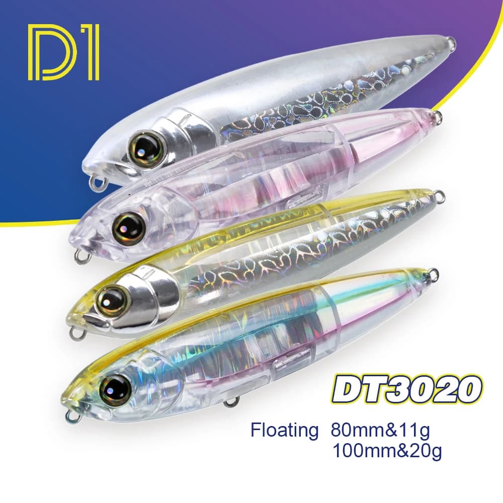 D1 2/3Pcs Floating Pencil Fishing Lure 80/100mm 11/20g Hard Bait Artificial Lure For Bass Pike Saltwater Fishing Accessories