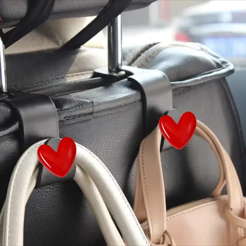 3D Car Seat Stand Hook Cute 2-piece Love - Universal Organizer to store vehicles for bags, wallets and jackets