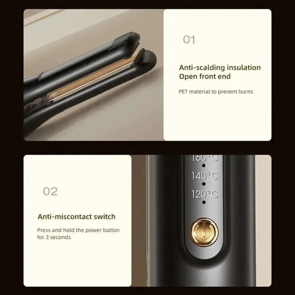Non-slip handle Hairplate 2 in 1 Automatic Shutdown Plastic Case Bigodino for domestic hair Mini iron hair curler for men fast heating