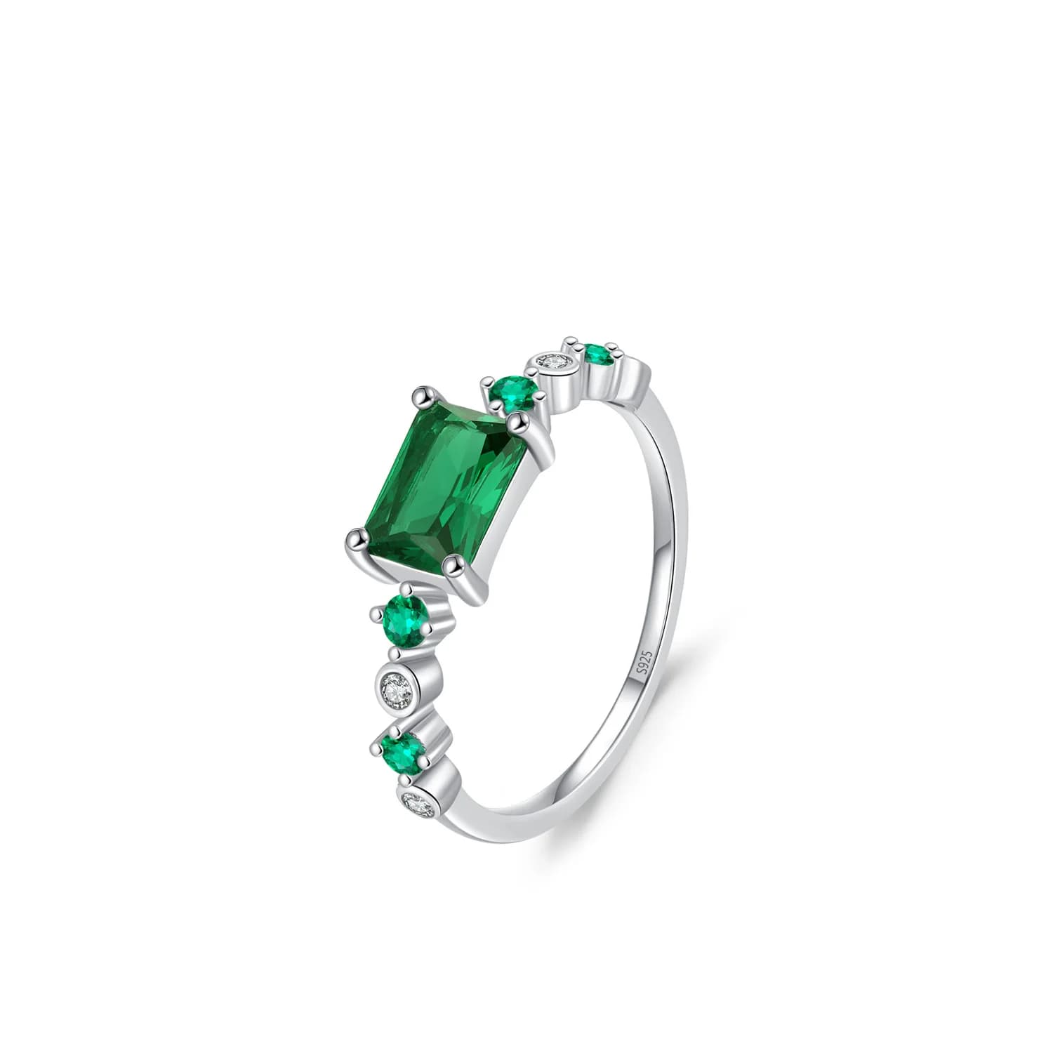 Anello da dito quadrato con smeraldo in argento sterling 925 AAA CZ AAA CZ europeo per gioielli da regalo di nozze per feste di compleanno da donna