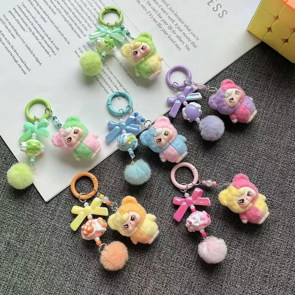 BABYTHREE Portachiavi Bambola Coppia, Ciondolo Creativo Kawaii Cartone Animato per Borsa, Decorazione Zaino, Regali 2025 Nuovo