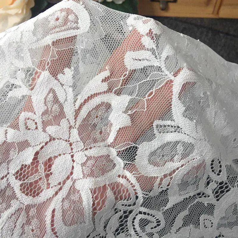 Tessuto in pizzo per ciglia bianco e nero da 3 metri, largo 55 cm, per fai da te, maniche di abiti da sposa, gonna, sciarpa, set di accessori per abbigliamento