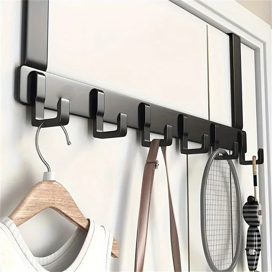 Clothes rack for towels and clothes behind the bathroom door detachable clothes hangers without holes drilling jacket key rings