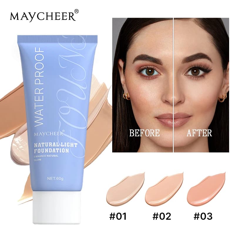 Correttore MAYCHEER: Fondotinta Coprente a Lunga Durata, Impermeabile, per un Look Naturale del Viso