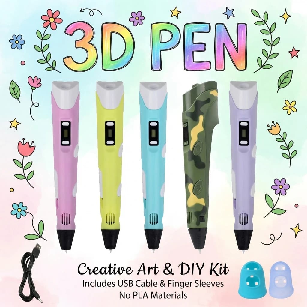 3D Pen with PLA Thread, LED Screen, 3D Printing Pen, Creative Toy for DIY Drawing, Children's Gift