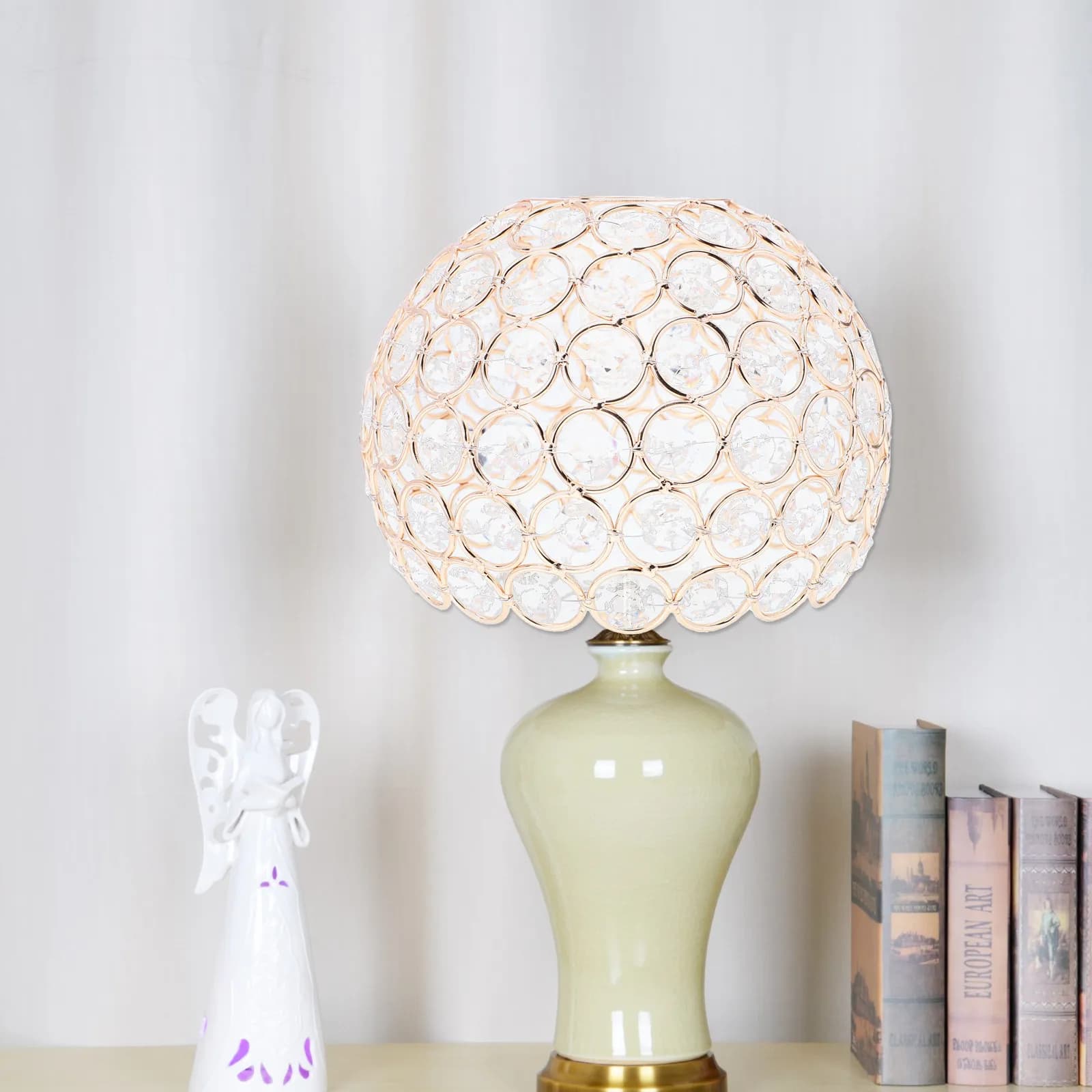 Paralume in Cristallo Elegante Stile Europeo per Lampada da Soffitto Camera da Letto Soggiorno, Diffusore di Luce Morbida Non Abbagliante
