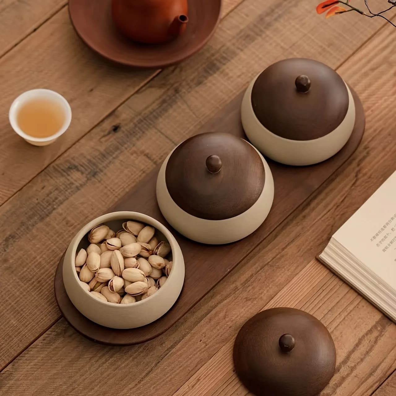 Traditional Chinese Snack Tray Tableware Dried Fruit Plate Coffee Bean Storage Can Pepper Salt Jar Kitchen Storage Home Decor