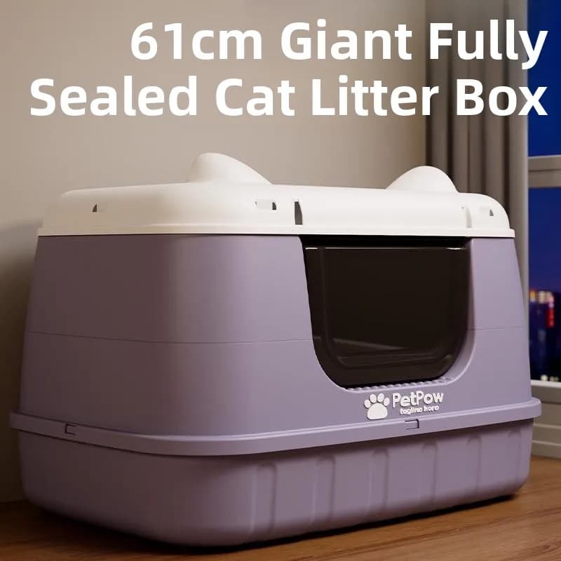 Lettiera per Gatti di Grandi Dimensioni con Controllo Odori, Design Completamente Chiuso, Base Antiscivolo, Plastica Resistente, Facile da Pulire