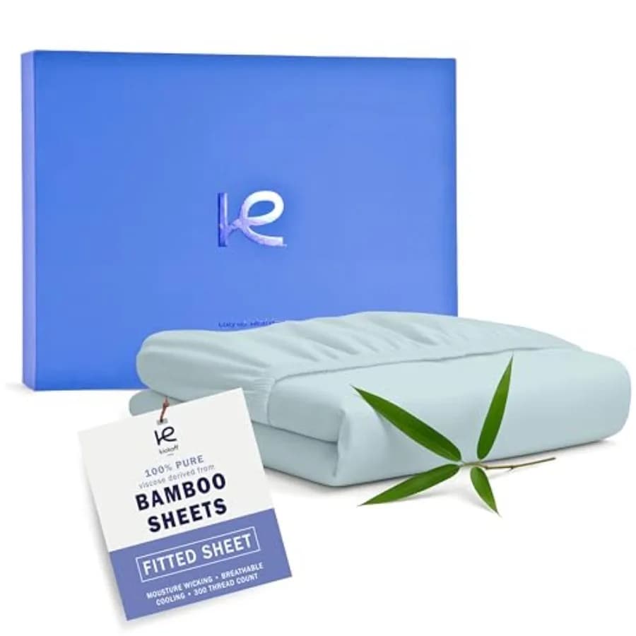 Kickoff Viscose Bamboo Fitted Sheet Size, 100% Organic Cooling Sheets Fitted ONLY Viscose Bamboo Sheets Size Bed Sheet for Hot
