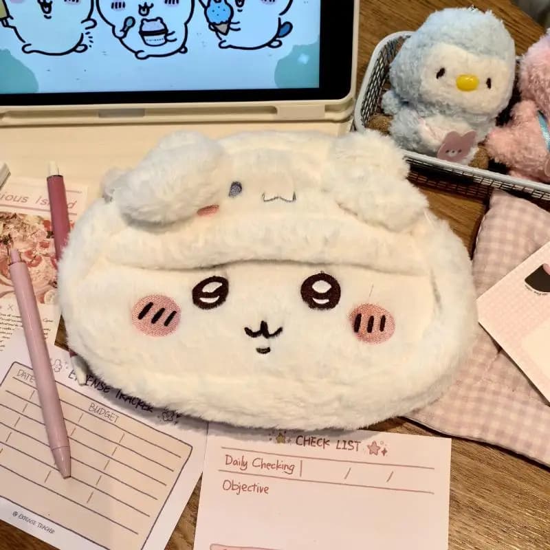 Anime Plush Pen Case Cartoon Usagi Hachiwareas Stationery Box Large Capacity Pen Case Student Stationery Birthday Girl Gifts