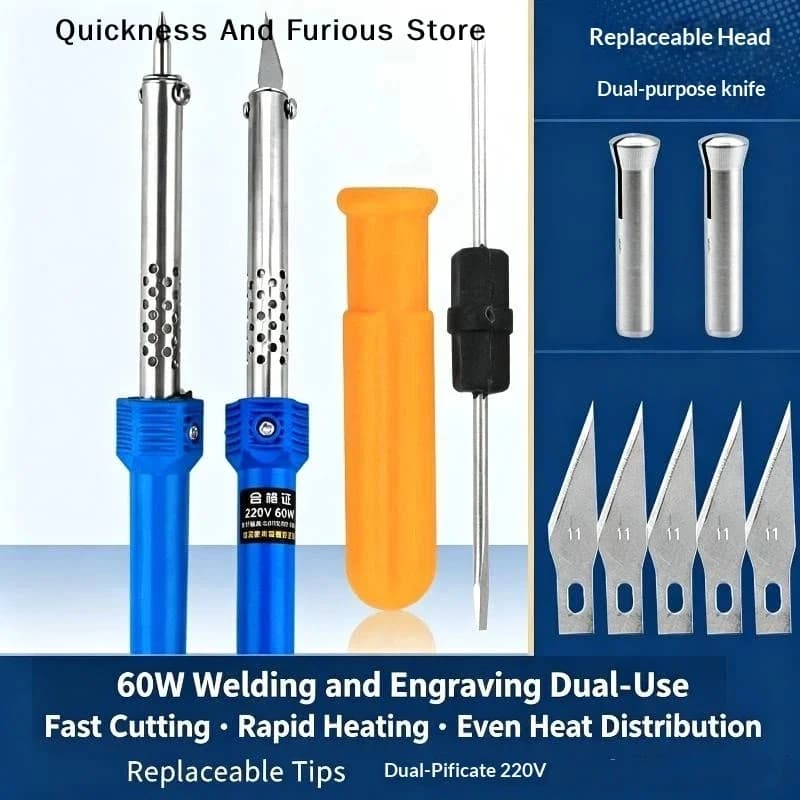 【T】1/3/8/9Pcs/set Electric Hot Knife Cutter Tool Kit With Soldering Iron For Carving Plastic Vinyl US EU Plug