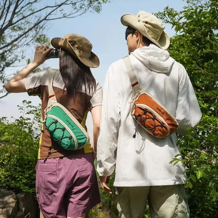 Outdoor Sports Waist Pack Drawstring Bottle Holder Lightweight Crossbody Belt Bag Multi Pocket Pouch For Running Hiking Walking