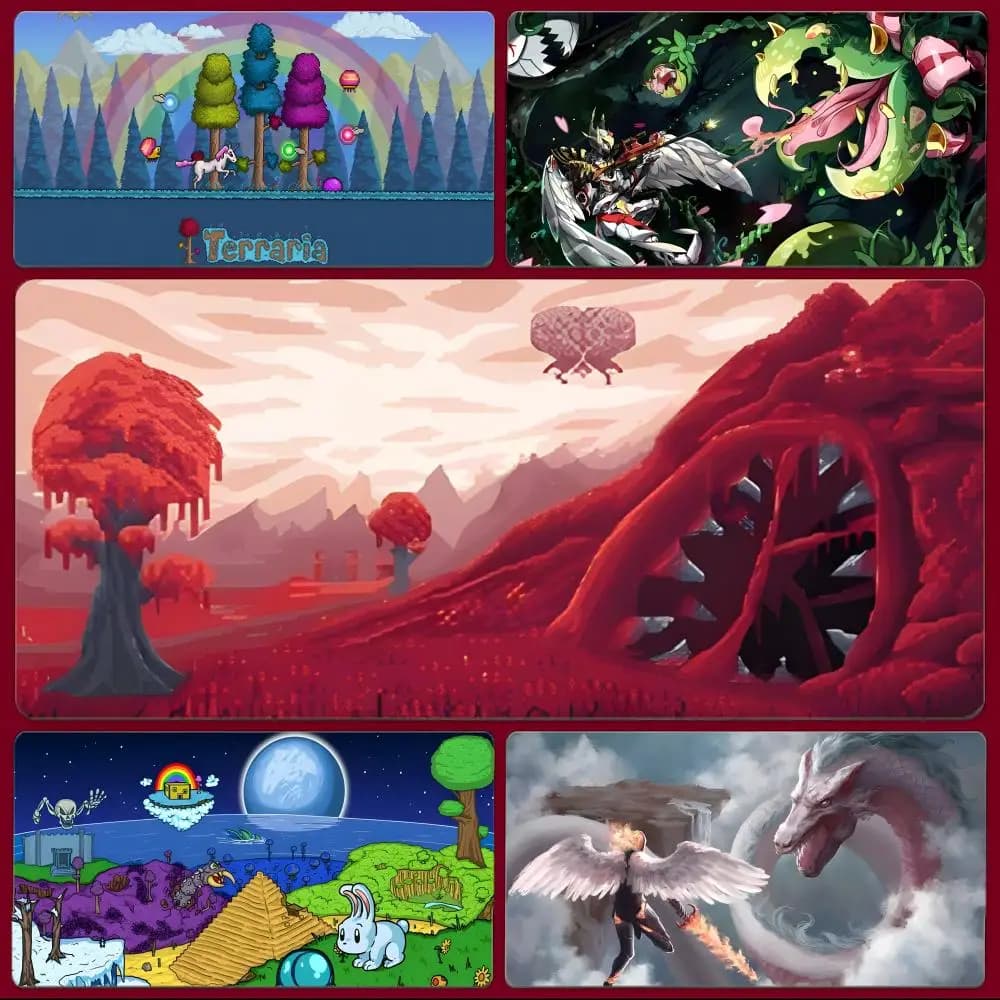 Tappetino per mouse Game Adventure T-Terraria, tappetino per mouse da gioco di grandi dimensioni con bordi cuciti, tappetino da scrivania ispessito per PC