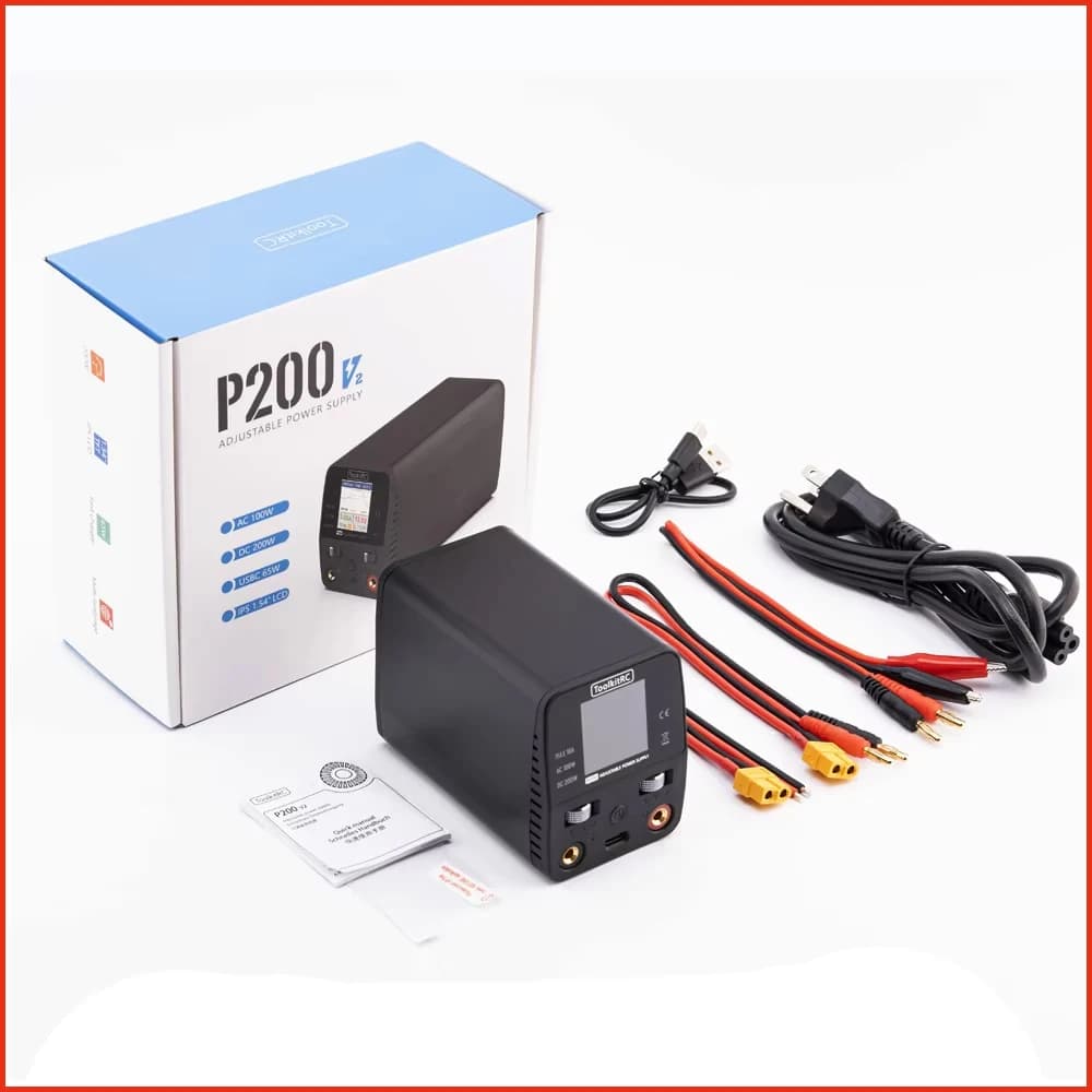 ToolkitRC P200 V2 AC100W DC200W 65W Mini Caricatore rapido da tavolo IPS LCD Display grandangolare Protocollo di tipo C per Huawei Sansung