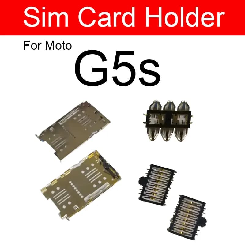 1 Set SIM e vassoio della scheda per Moto Motorola G5s Supporto della scheda di memoria Sim Adattatore Slot Presa Cavo a nastro flessibile Sostituzione di riparazione