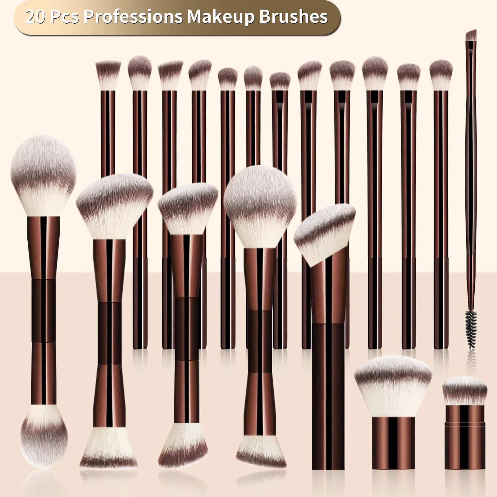 Set di pennelli per trucco speciali per fondotinta multiplo da 20 pezzi Ombretto per donna Cosmetico in polvere sciolta Fard Miscelazione Pennello per correttore di bellezza