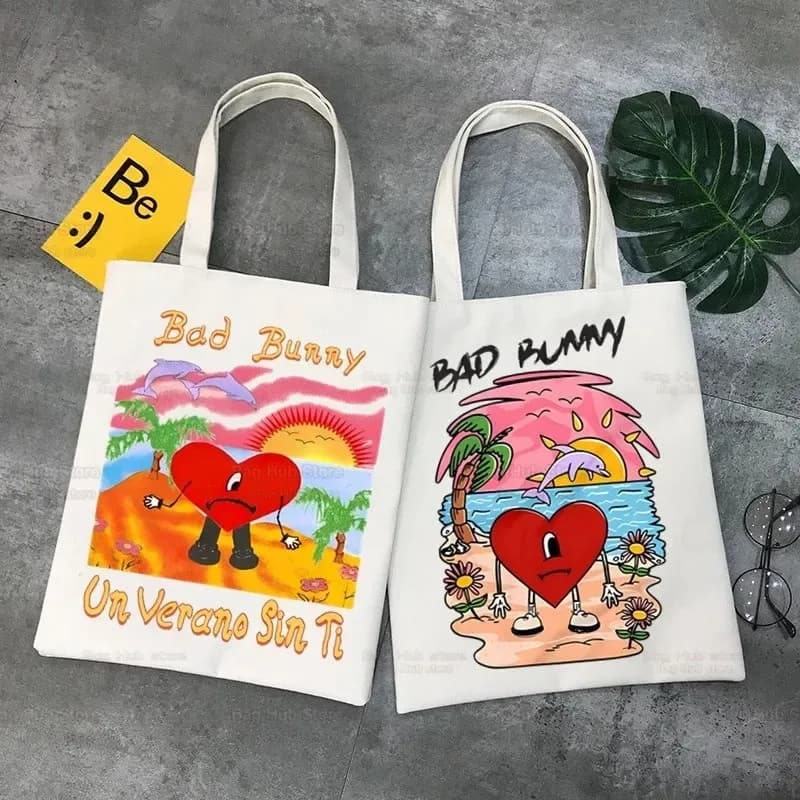 Un Verano Sin Ti Borsa a tracolla in tela Borse Bad Bunny Eco riutilizzabili Estetica Cantante Charms Borse per la spesa Borse alla moda