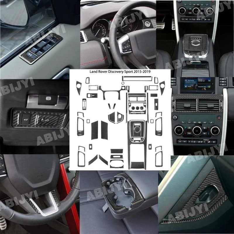 Decorazione di interni auto Adesivo in fibra di carbonio per Land Rover Discovery Sport 2015-2019 Accessori per lo styling con guida a sinistra