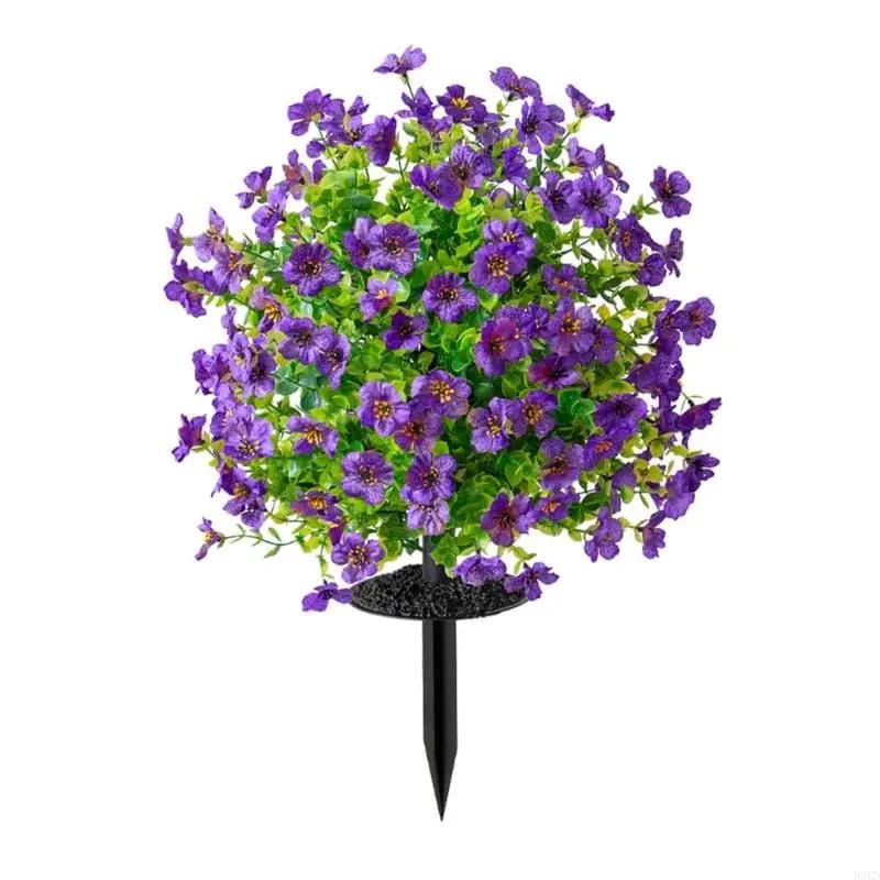 62KD Realistic Flower Stake 22Inch Artificial Green Plant Outdoor For Garden Patio