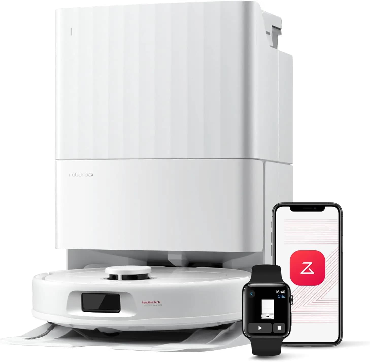 Robot Vacuum Cleaner and Washing Machines Powered with 8000Pa Suction, Automatic Washing Base, Anti-Group Brush, Intelligent Navigation