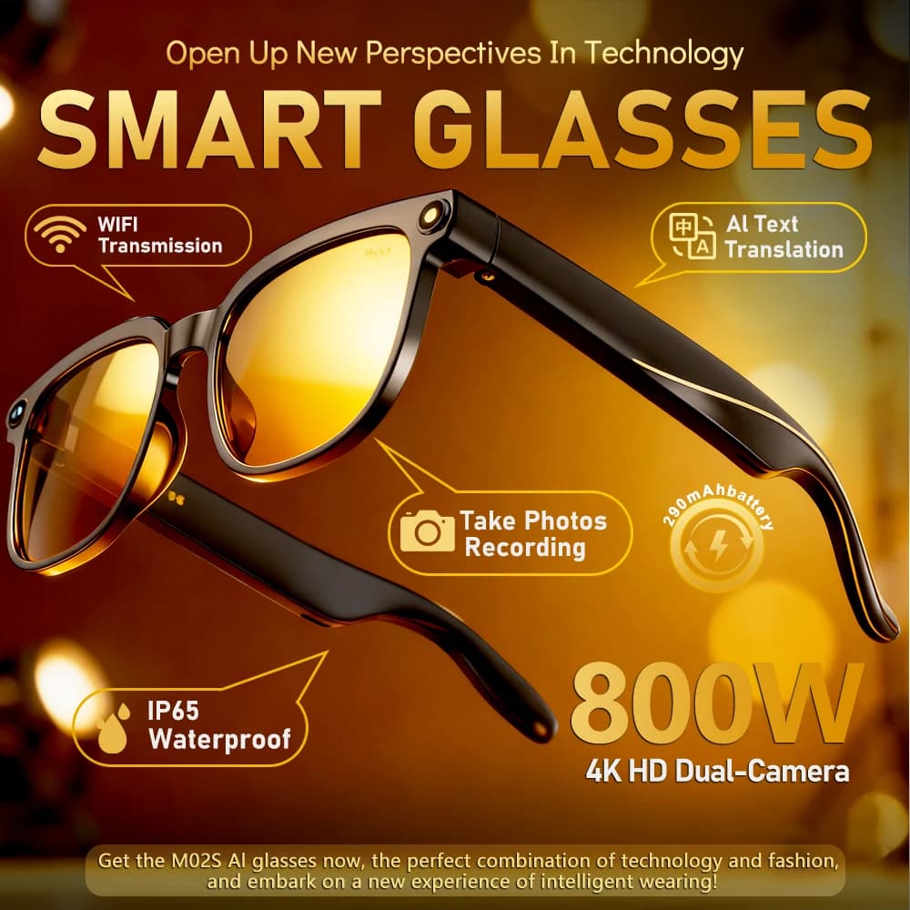 2026 New Men To Intelligent Glasses Change Color Translation Glasses 800W Waterproof Photo Machine Call Photo Recording Video Sunglasses