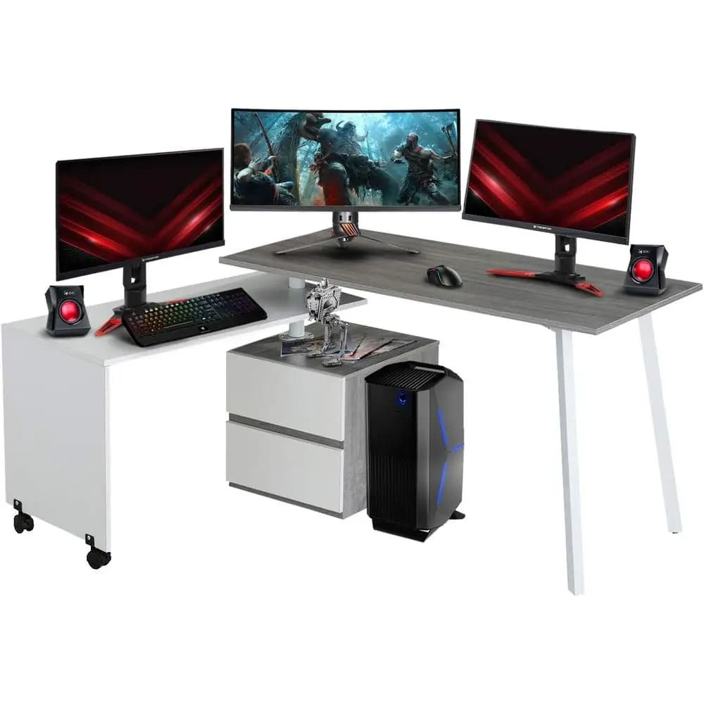 Scrivania da Gaming a L Premium Nera: Ideale per Configurazioni Multi-Monitor e Esperienza di Gioco Migliorata