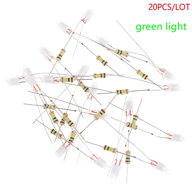 (JOY) 20 Pezzi Luce al Neon Verde Indicatore F4 con Resistore 4*10mm Accessori per Lampade Luminose