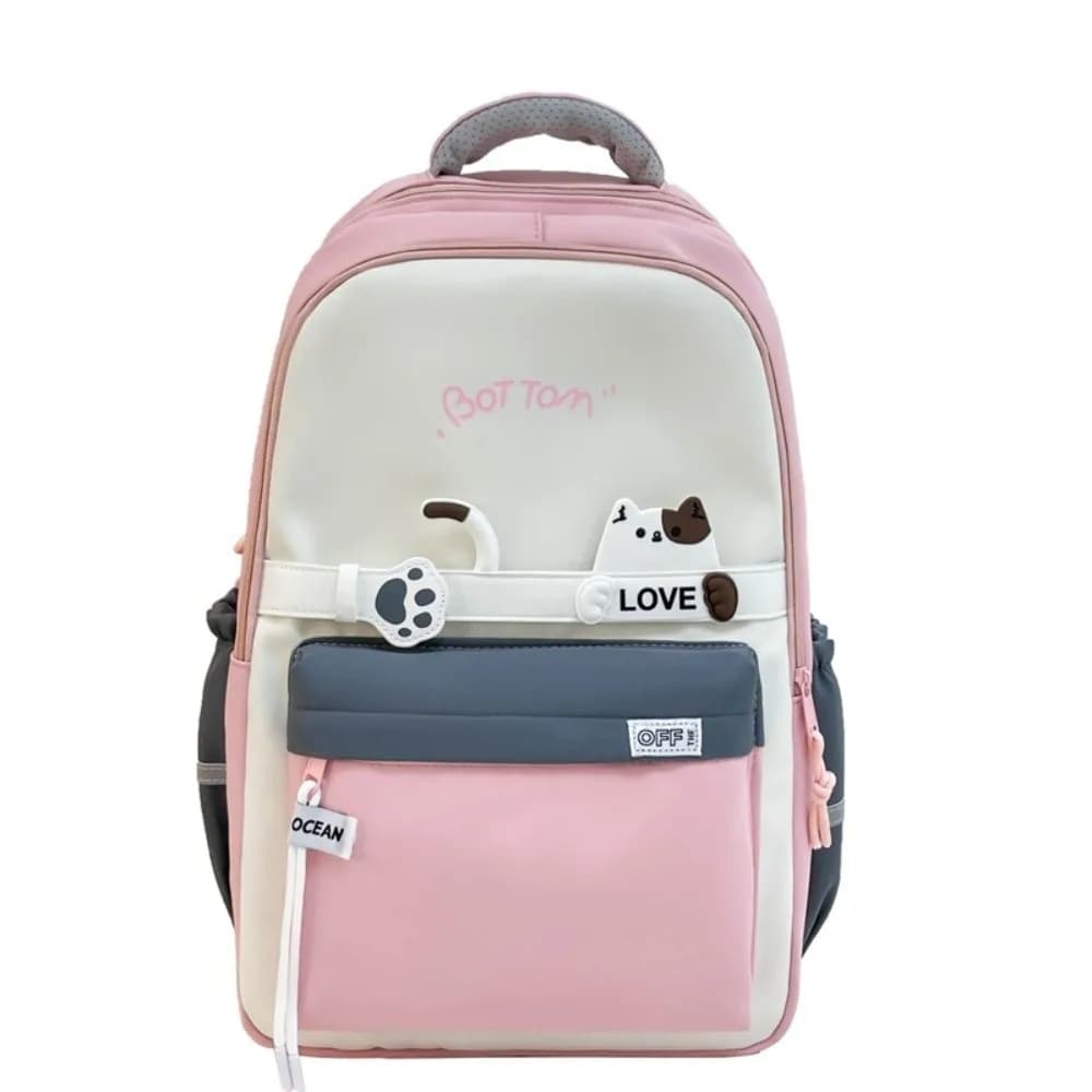 Zaino scolastico impermeabile per studenti, borsa da viaggio leggera in nylon con tasche multiple, borsa a tracolla casual di grande capacità con cartoni animati