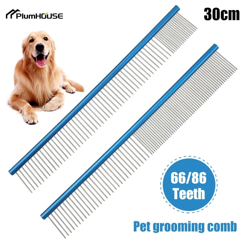 Pettine per cani spazzola per la rimozione della pelliccia dei capelli di bellezza 30cm in acciaio inossidabile leggero pet Dog Cat Grooming pettini per cani Shaggy
