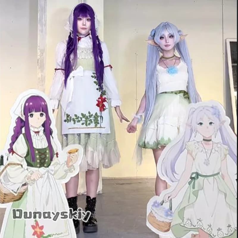 【Dream ZS】Frieren/Fern Cosplay Anime Beyond Journey's End Costume da donna Abito da strega Orecchino Copricapo Accessorio per Halloween