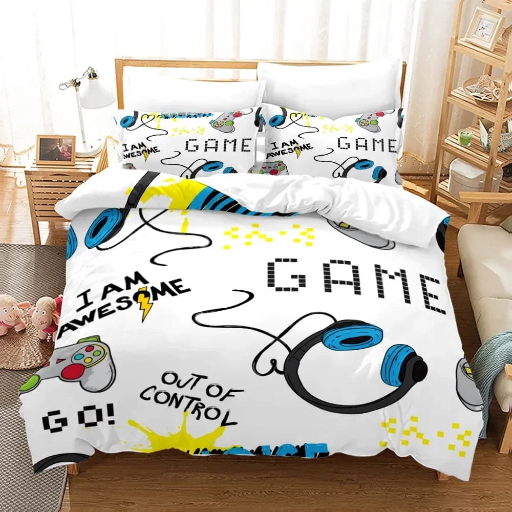 Copripiumino per gamepad Set di biancheria da letto per giocatori Copripiumino per videogiochi per adolescenti per giovani bambini Ragazzi Copriletto moderno per controller di gioco