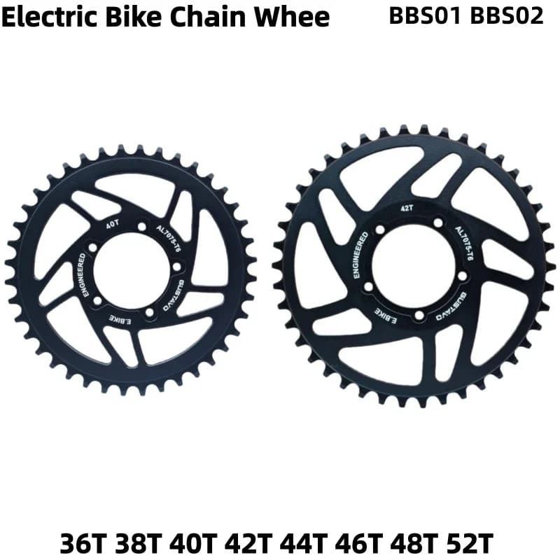 Corona per Bicicletta Elettrica GUSTAVO, Pignone per Motore Centrale BAFANG BBS01 BBS02, 36/38/40/42/44/46/48/52 Denti