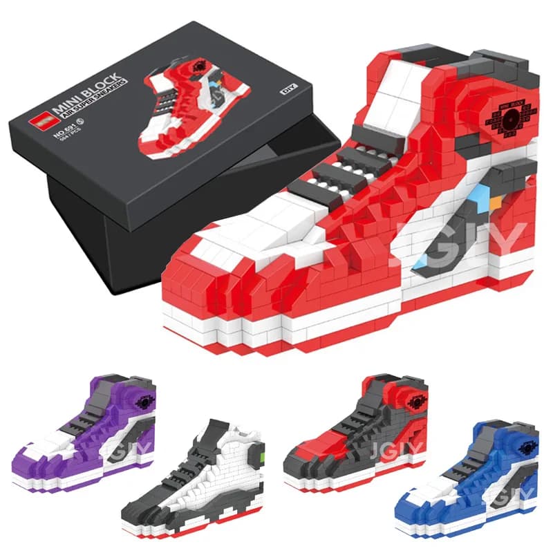 Mini Building Block fai-da-te Ragazzi Sport Scarpe da basket Sneakers Modello Anime Buliding Mattoni Giocattoli Assemblaggio per blocchi Giocattolo Regali per bambini
