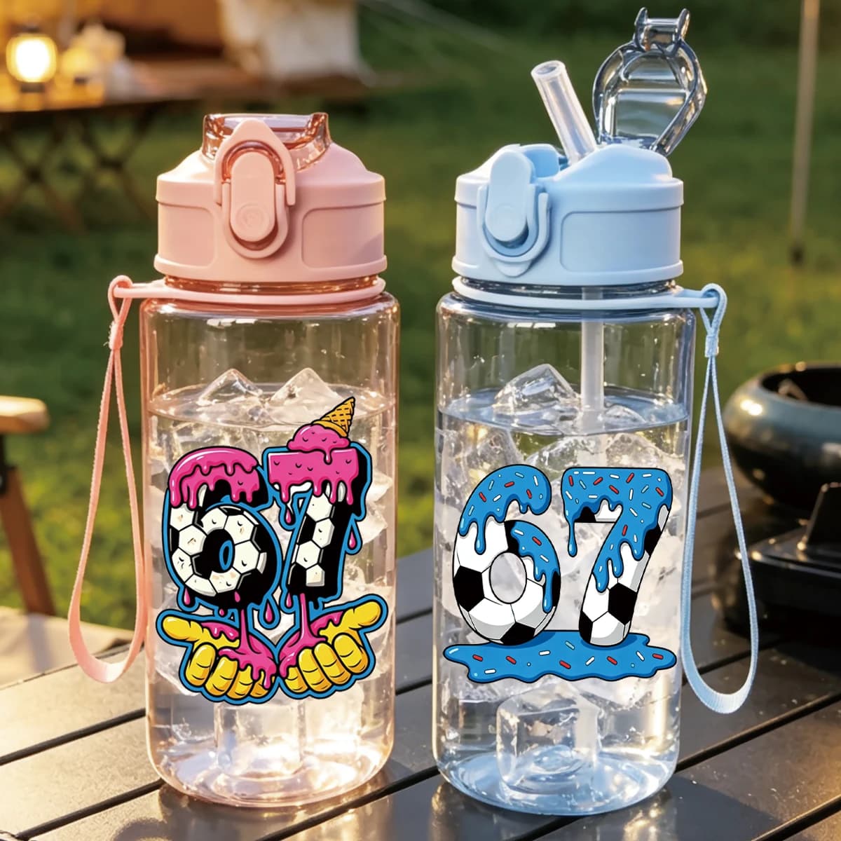 1 pezzo da 500 ml (17 fl oz) con cannuccia stampata 67, borraccia estiva, senza BPA, tazza sportiva portatile per esterni, regalo perfetto per le vacanze