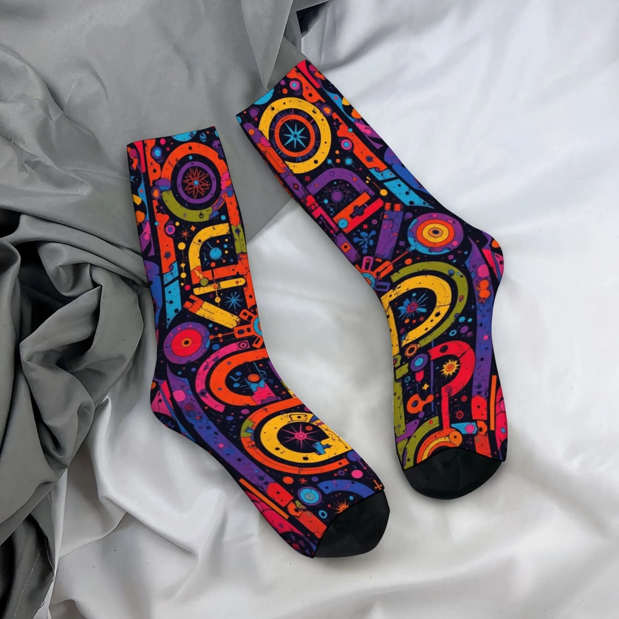 Calzini da uomo con stampa geometrica astratta colorata, morbidi, traspiranti, comodi ed eleganti, per calzini da festa all'aperto, per il tempo libero