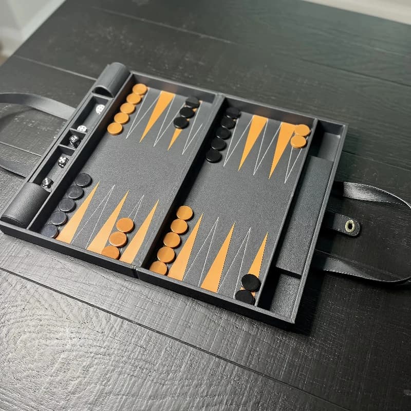 Set da backgammon in acrilico da viaggio, custodia in pelle, gioco da tavolo da viaggio, regalo di lusso